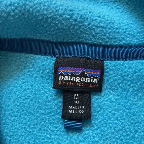 Patagonia Girl’s 10 M Synchilla Pullover T-Snap Fleece Blue Red Outdoor Hike Ski - Picture 9 of 16